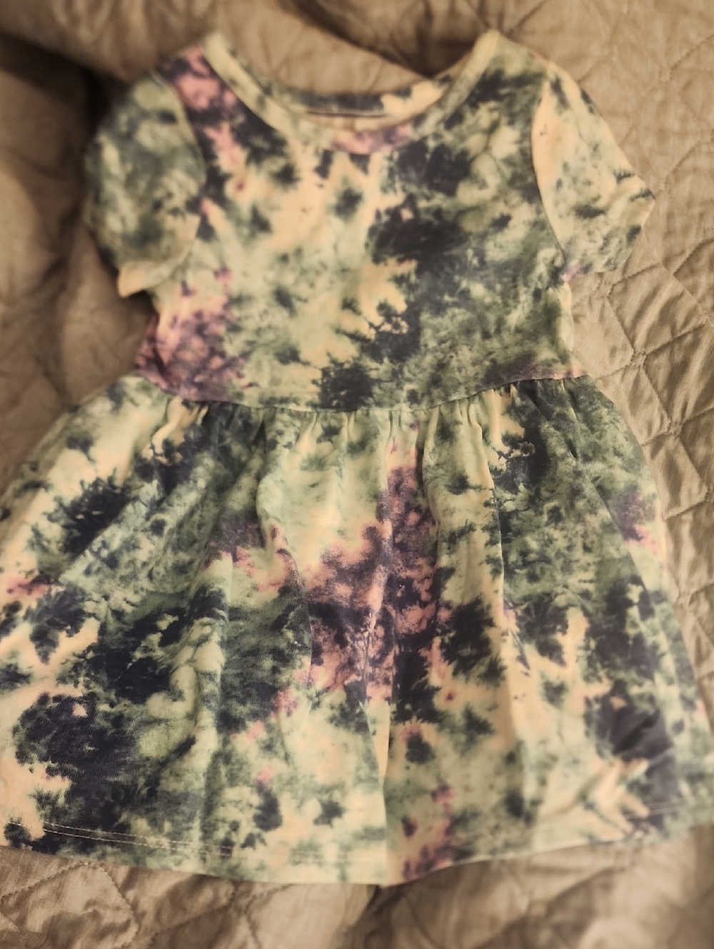 Sz 12-18 Months Cat & Jack Tie-Dye Short Sleeve Dress in Purple, Green, Blue